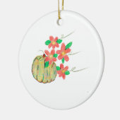 Pompoen met rode bloemen keramisch ornament (Links)