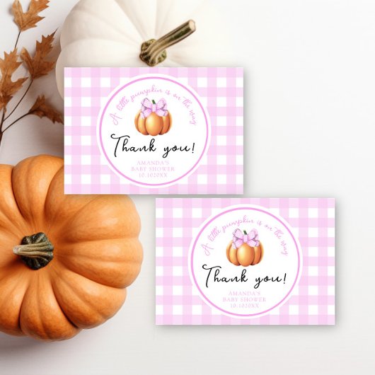 Pompoen met roze strik bedankt baby shower