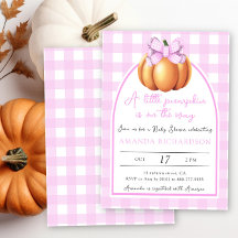 Pompoen met roze strik boog babyshower