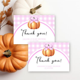 Pompoen met roze strik dank u baby shower bedankkaart