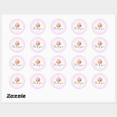 Pompoen met roze strik dank u baby shower ronde sticker (Vel)