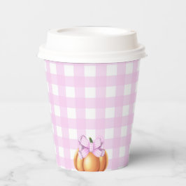 Pompoen met roze strik in kooi baby shower papieren bekers