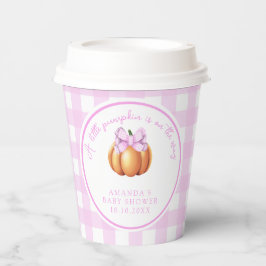 Pompoen met roze strik in kooi baby shower papieren bekers