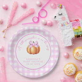 Pompoen met roze strik in kooi baby shower papieren bordje