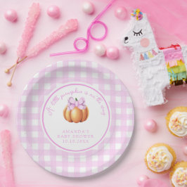 Pompoen met roze strik in kooi baby shower papieren bordje
