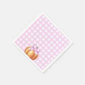 Pompoen met roze strik in kooi baby shower servet (Hoek)
