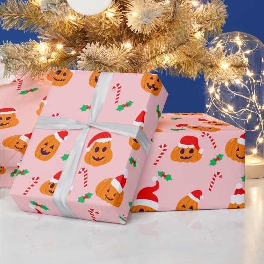 Pompoen met santa claus pet cadeaupapier (Feestdagen)