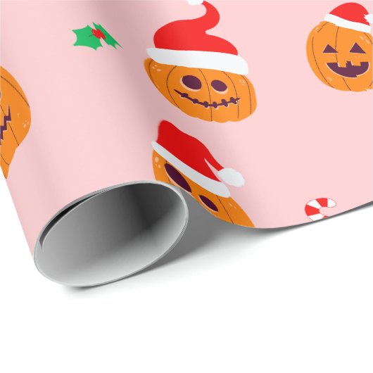 Pompoen met santa claus pet cadeaupapier (Rol Hoek)