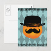 Pompoen met snor en pet briefkaart (Voorkant / Achterkant)
