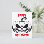 Pompoen met stencil voor schedelgezicht briefkaart (Staand voorkant)