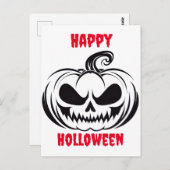 Pompoen met stencil voor schedelgezicht briefkaart (Voorkant / Achterkant)