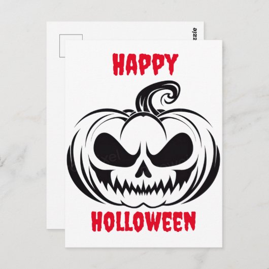 Pompoen met stencil voor schedelgezicht briefkaart (Voorkant / Achterkant)