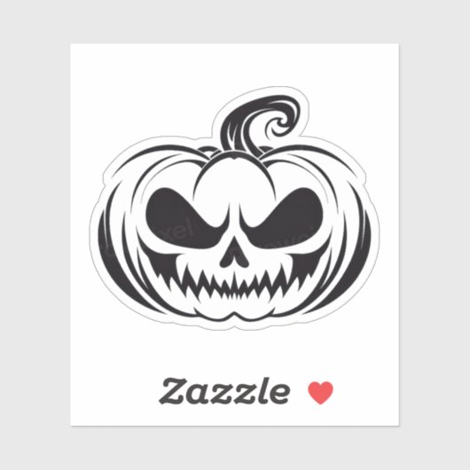 Pompoen met stencil voor schedelgezicht sticker (Vel)
