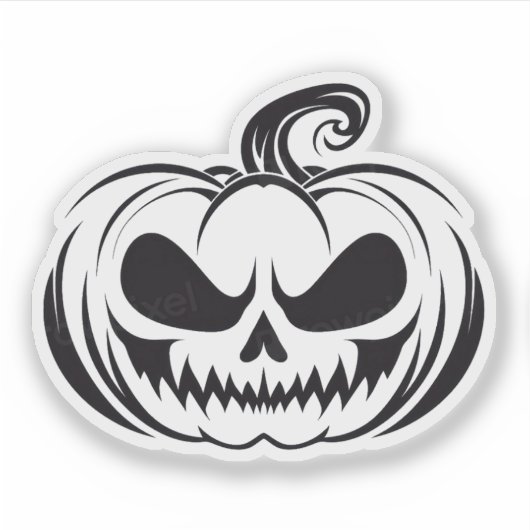 Pompoen met stencil voor schedelgezicht sticker (Voorkant)