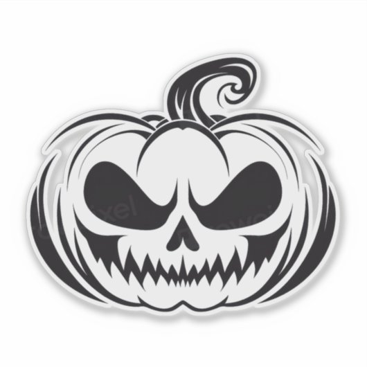 Pompoen met stencil voor schedelgezicht sticker (Voorkant)