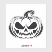 Pompoen met stencil voor schedelgezicht sticker (Vel)