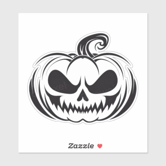 Pompoen met stencil voor schedelgezicht sticker (Vel)