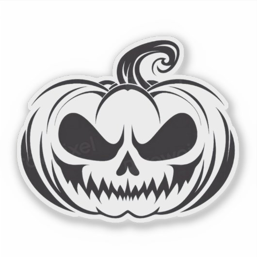Pompoen met stencil voor schedelgezicht sticker (Voorkant)