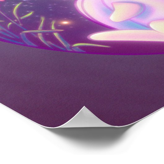 pompoen met witte konijn in maanlicht poster (Hoek)