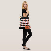 Pompoen met Zwarte & Witte Strepen - Gepersonalise Tote Bag (Op model)