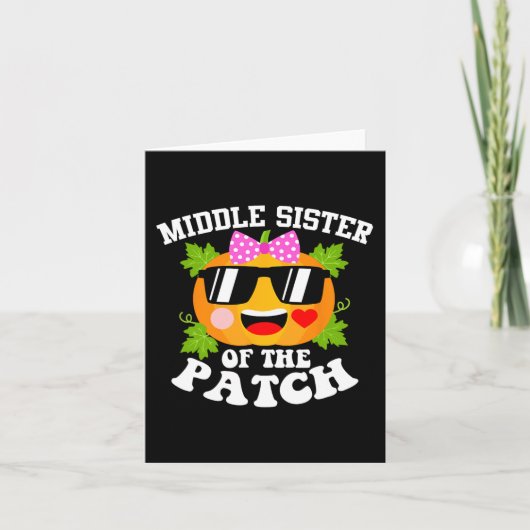 pompoen middelste zus van de patch leuk Halloween Kaart (Voorkant)