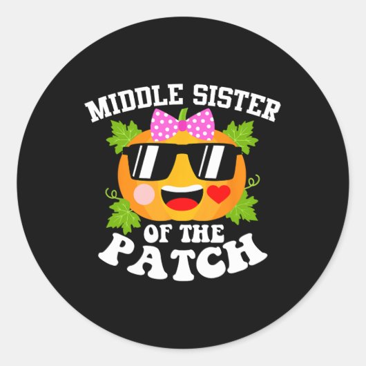 pompoen middelste zus van de patch leuk Halloween Ronde Sticker (Voorkant)