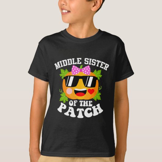 pompoen middelste zus van de patch leuk Halloween T-shirt (Voorkant)