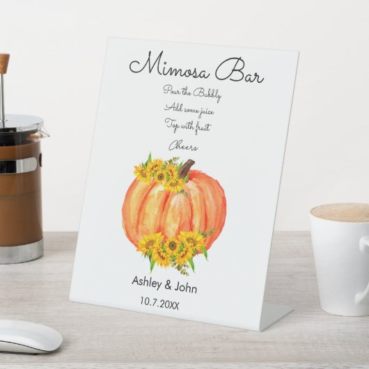 Pompoen Mimosa Bar herfst bruiloft Reclamebord Met Voetstuk (Insitu)