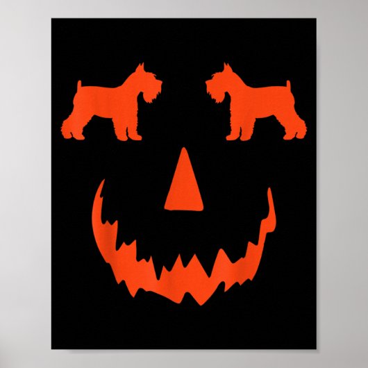 Pompoen Miniatuur Schnauzer Hond Halloween Poster (Voorkant)