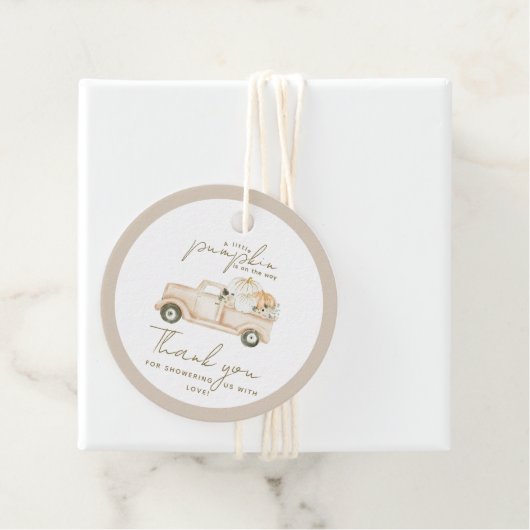 Pompoen minimalistisch eenvoudig modern Herfst Bab Bedankjes Labels (In situ)