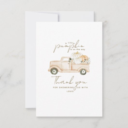 Pompoen minimalistisch eenvoudig modern Herfst Bab Bedankkaart (Voorkant)