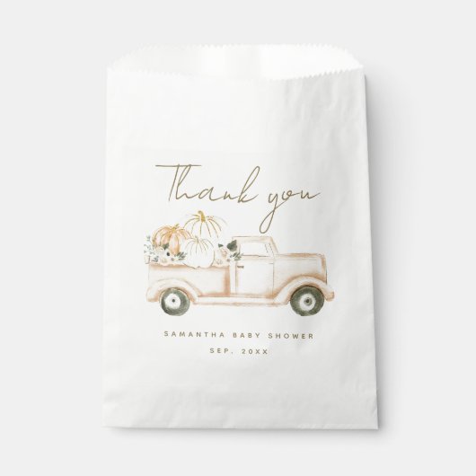 Pompoen minimalistisch eenvoudig modern Herfst Bab Bedankzakje (Voorkant)