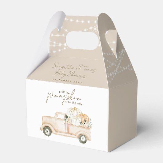 Pompoen minimalistisch modern Herfst Baby shower Bedankdoosjes (Voorkant Zijde)