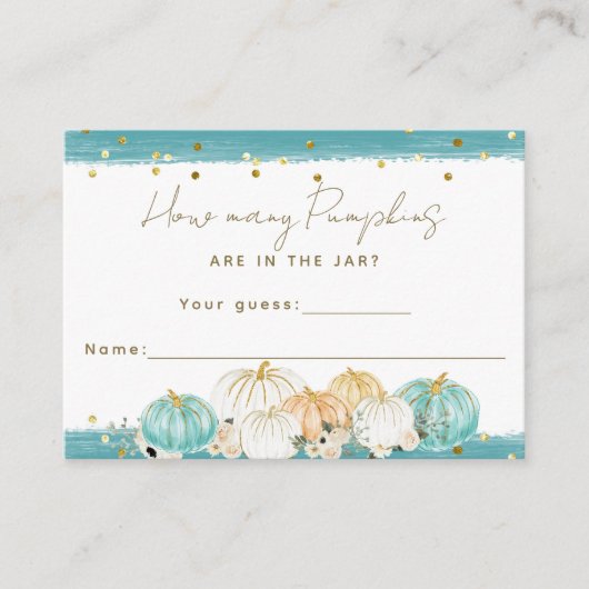 Pompoen Minimalistische Herfst Baby Boy Shower Gam Informatiekaartje (Voorkant)