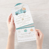 Pompoen Minimalistische Moderne Herfst Baby Jongen All In One Uitnodiging (Afscheurbaar)