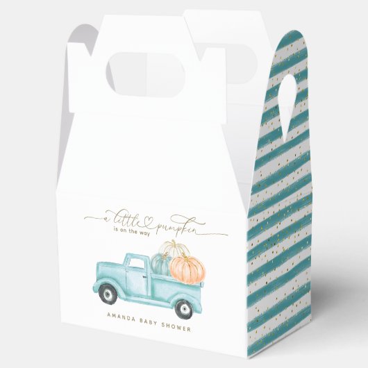 Pompoen Minimalistische Moderne Herfst Baby Jongen Bedankdoosjes (Geopend)