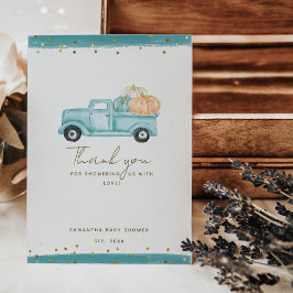 Pompoen Minimalistische Moderne Herfst Baby Jongen Bedankkaart