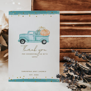 Pompoen Minimalistische Moderne Herfst Baby Jongen Bedankkaart