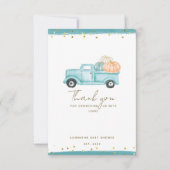 Pompoen Minimalistische Moderne Herfst Baby Jongen Bedankkaart (Voorkant)