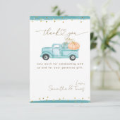 Pompoen Minimalistische Moderne Herfst Baby Jongen Bedankkaart (Staand voorkant)