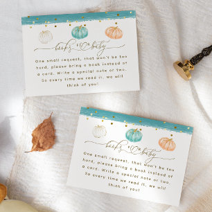 Pompoen Minimalistische Moderne Herfst Baby Jongen Informatiekaartje