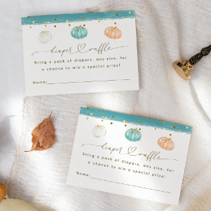 Pompoen Minimalistische Moderne Herfst Baby Jongen Informatiekaartje