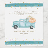 Pompoen Minimalistische Moderne Herfst Baby Jongen Wijn Etiket (Enkel label)