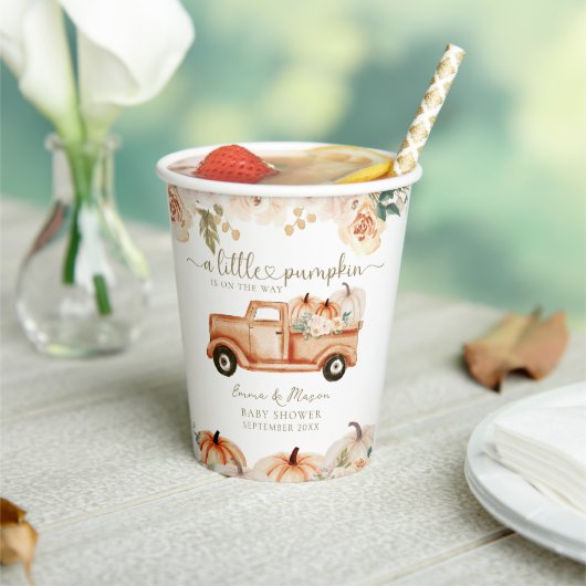 Pompoen Modern Minimalistisch Herfst Neutraal Baby Papieren Bekers (Insitu)