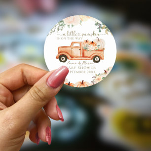 Pompoen Modern Minimalistisch Herfst Neutraal Baby Ronde Sticker