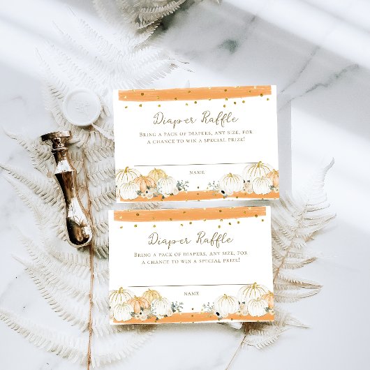 Pompoen Moderne Herfst Baby shower Luier Raffle Informatiekaartje
