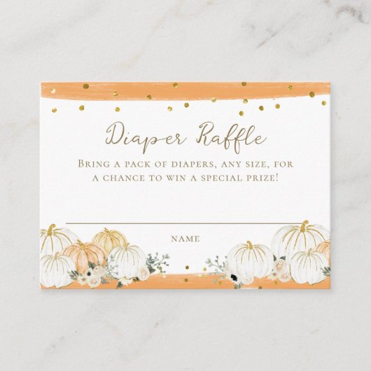 Pompoen Moderne Herfst Baby shower Luier Raffle Informatiekaartje (Voorkant)