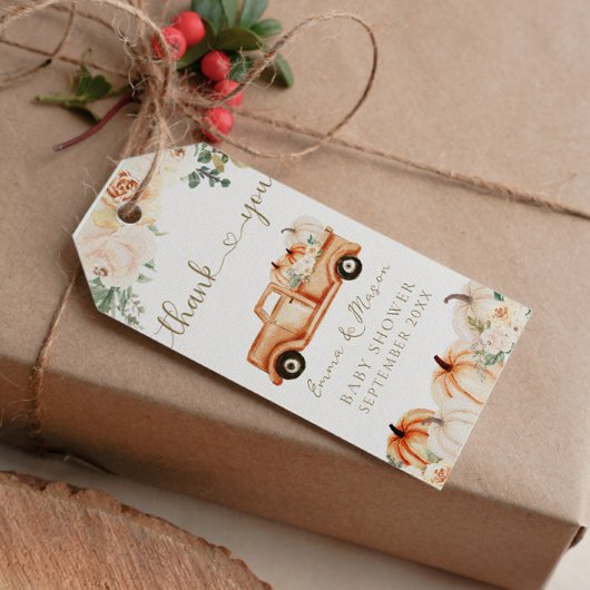Pompoen Moderne Minimalistische Herfst Neutrale Ba Cadeaulabel