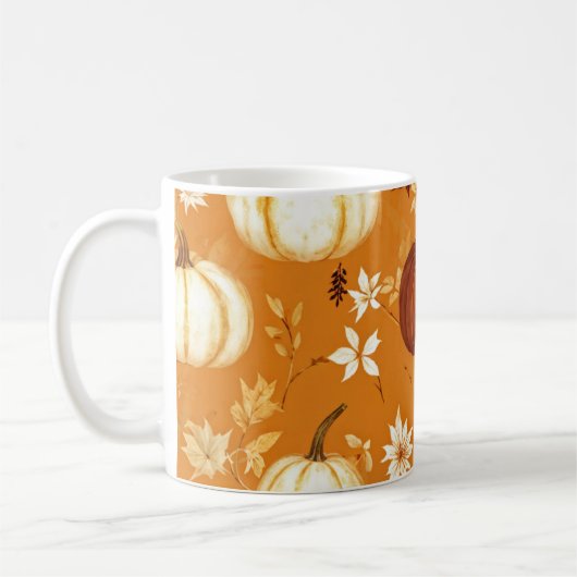 Pompoen Mok Oranje Waterverf Fall Leaves (Links)