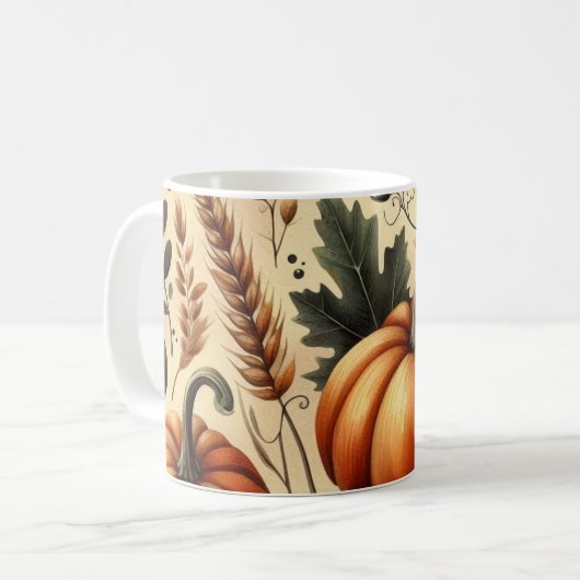 Pompoen Mok Waterverf Fall Bladeren (Voorkant links)